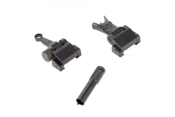 thumbnail image 2 of Anodized Silver Picatinny Flip-Up Iron Sight Set - Front & Rear BUIS 2 of 4